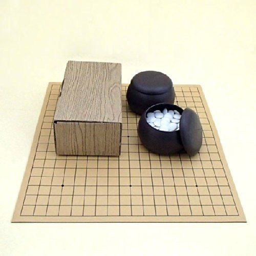 囲碁盤セット ピタット動きにくい ゴム盤の碁盤 日本棋院取扱 両用盤とプラスチック碁笥 碁石 約6mm厚 普及セット