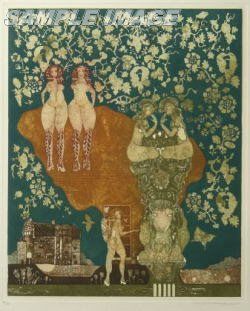 銅版画 : 山下清澄「彫像ノ様ナ女達 IV」