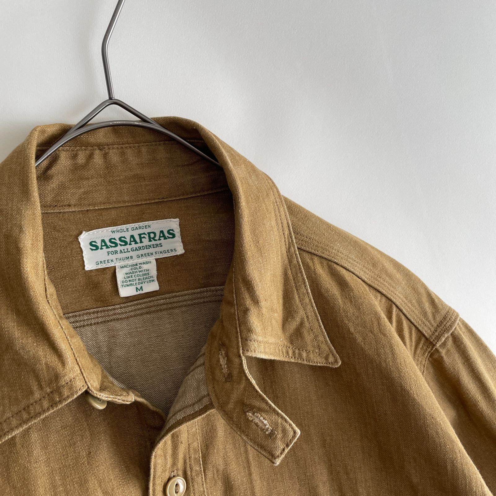 SASSAFRAS -GARDENER SHIRT- size/M (q) ササフラス ガーデナー シャツジャケット カバーオール ワーク アウター コットン キャメル