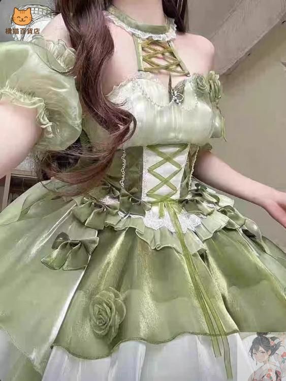 コスプレ プリンセス 花嫁 ロリータワンピース グリーン　ドレス　lolita 新品未使用】レディースウェア コスプレ プリンセス 花嫁