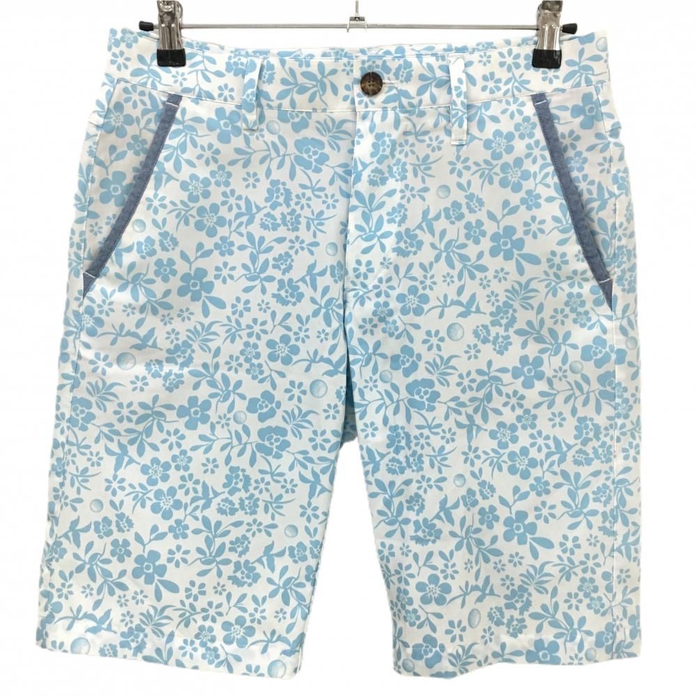 Admiral ハーフパンツ 花柄付き 新品　XL アディダス ハーフパンツ 白×ライトブルー 花柄 メンズ M ゴルフ