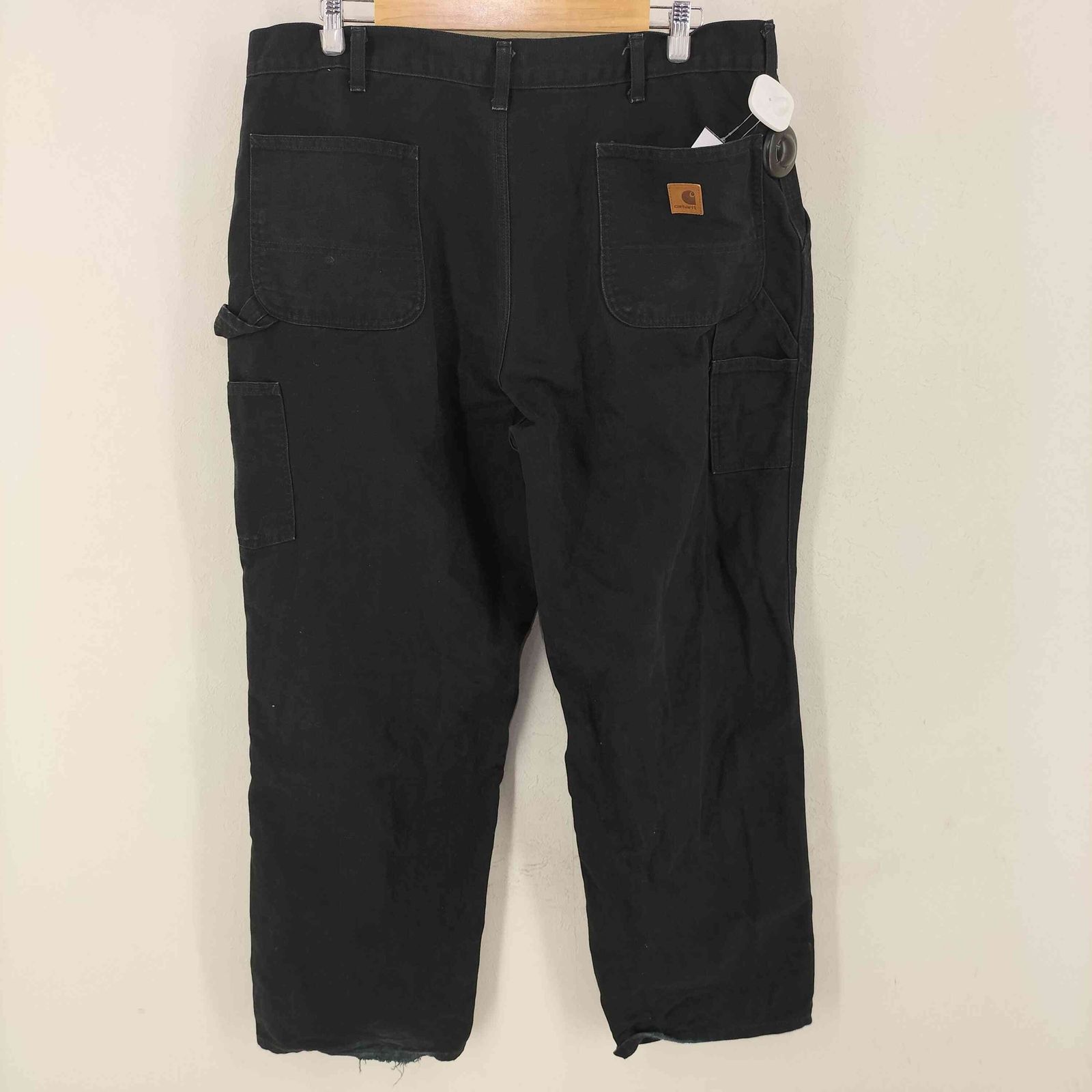 【carhartt】ブラックダック地カーゴパンツカーハート革パッチUS古着 carhartt】ブラックダック地カーゴパンツカーハート革パッチUS古着