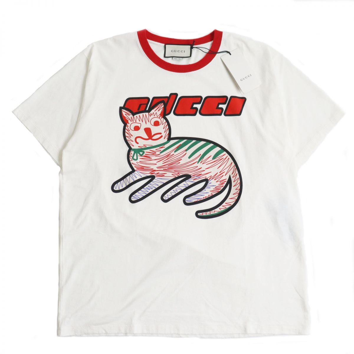 未使用品○20SS GUCCI グッチ 616036 キャットプリント ダメージ加工 
