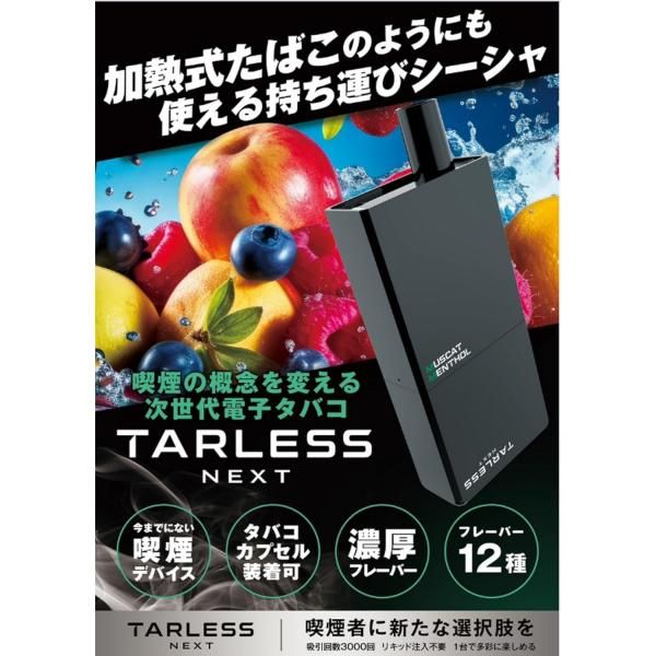 TARLESS NEXT スターターセット（バッテリー1個・カートリッジ1個 ） 電子タバコ 使い捨て 充電式 メンソール (スマッシュメンソール)