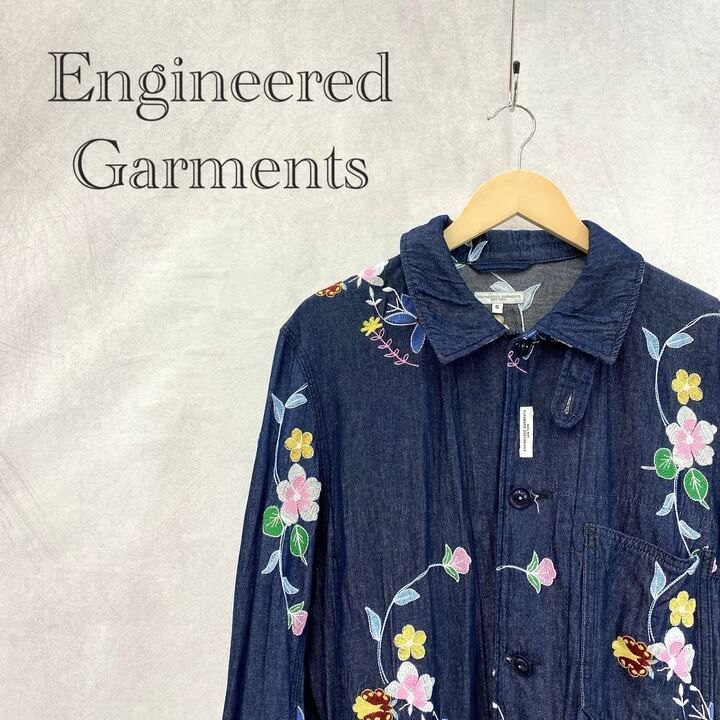 Engineered Garments エンジニアードガーメンツ Work Jacket Denim Floral Embroidery ワークジャケット アウター 花柄 刺繍 S インディゴ メンズ ファッション