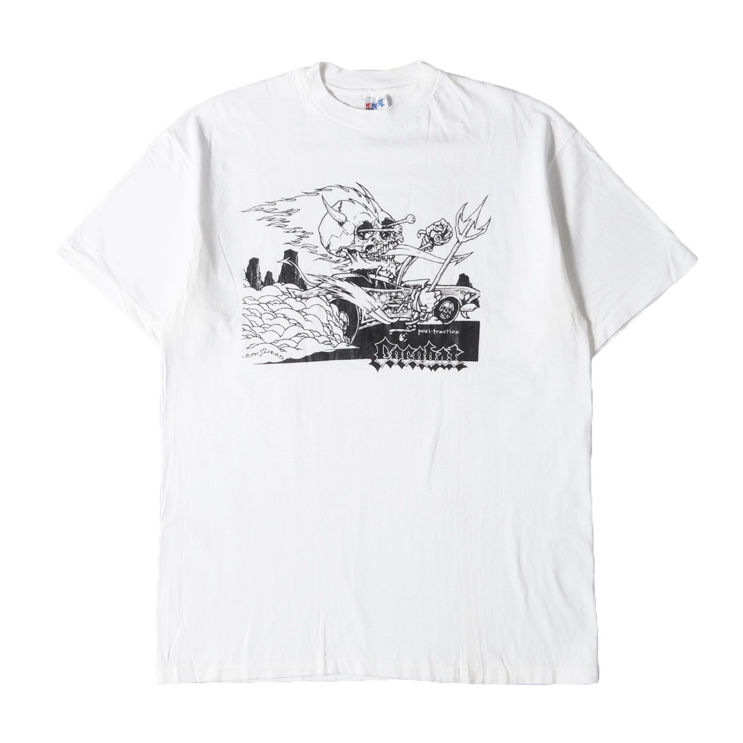 90s COCOBAT PUSHEAD Posi-traction クルーネックTシャツ HANESボディ USA製 ホワイト サイズ:L Vintage Music Item ヴィンテージ 古着 トップス カットソー 半袖 バンドT ロックT【メンズ】