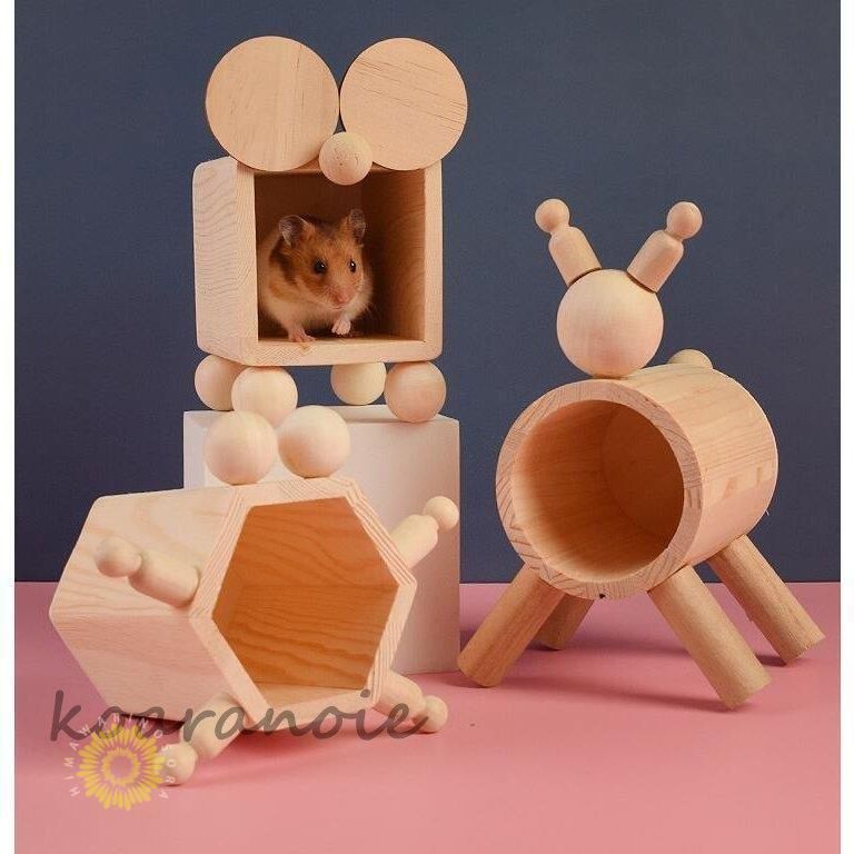 ハムスター 木製ペットハウス うたた寝 ハムスター ハウス 遊び場 木製 小動物 ペット用品 お中元 運動不足 ストレス解消 6タ
