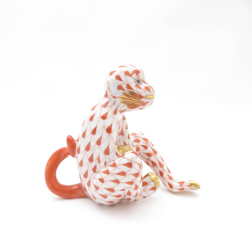 希少 美品 箱あり HEREND ヘレンド 干支　2004年　申　赤 美品 Herend ヘレンド 干支 2004 さる 申 置物 1点 フィギュリン