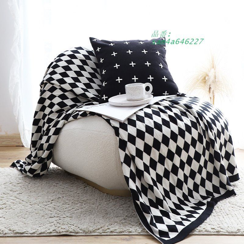 白黒純綿菱格カジュアルカーペット寝室ベッドカーペットリビングソファカバーカーペット毛布 am4a646227 MARWIL-DEMENAGEMENTS_CH