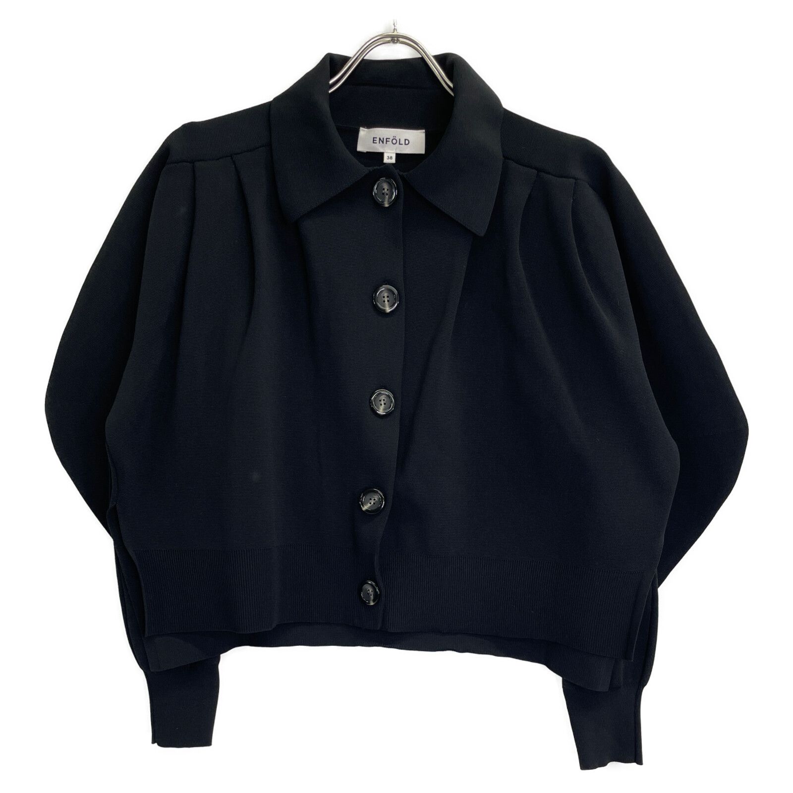 お値下げ☆ENFOLD カーディガン ENFOLD エンフォルド 24年 ﾌﾞﾗｯｸ TUCK CARDIGAN ﾀｯｸｶｰﾃﾞｨｶﾞﾝ 38