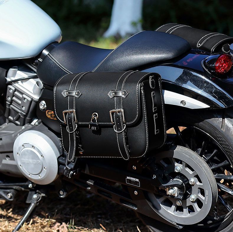 レザーバイクシートバッグ ダブル バイク用 サイドバッグ 左右セット