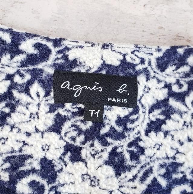 agnes b. - アニエスベー ☆ 花柄 ウール混 長袖 カーディガン T1 日本製 ネイビー アニエスベー agnes b. ☆ 花柄 ウール混 長袖 カーディガン T1 日本製