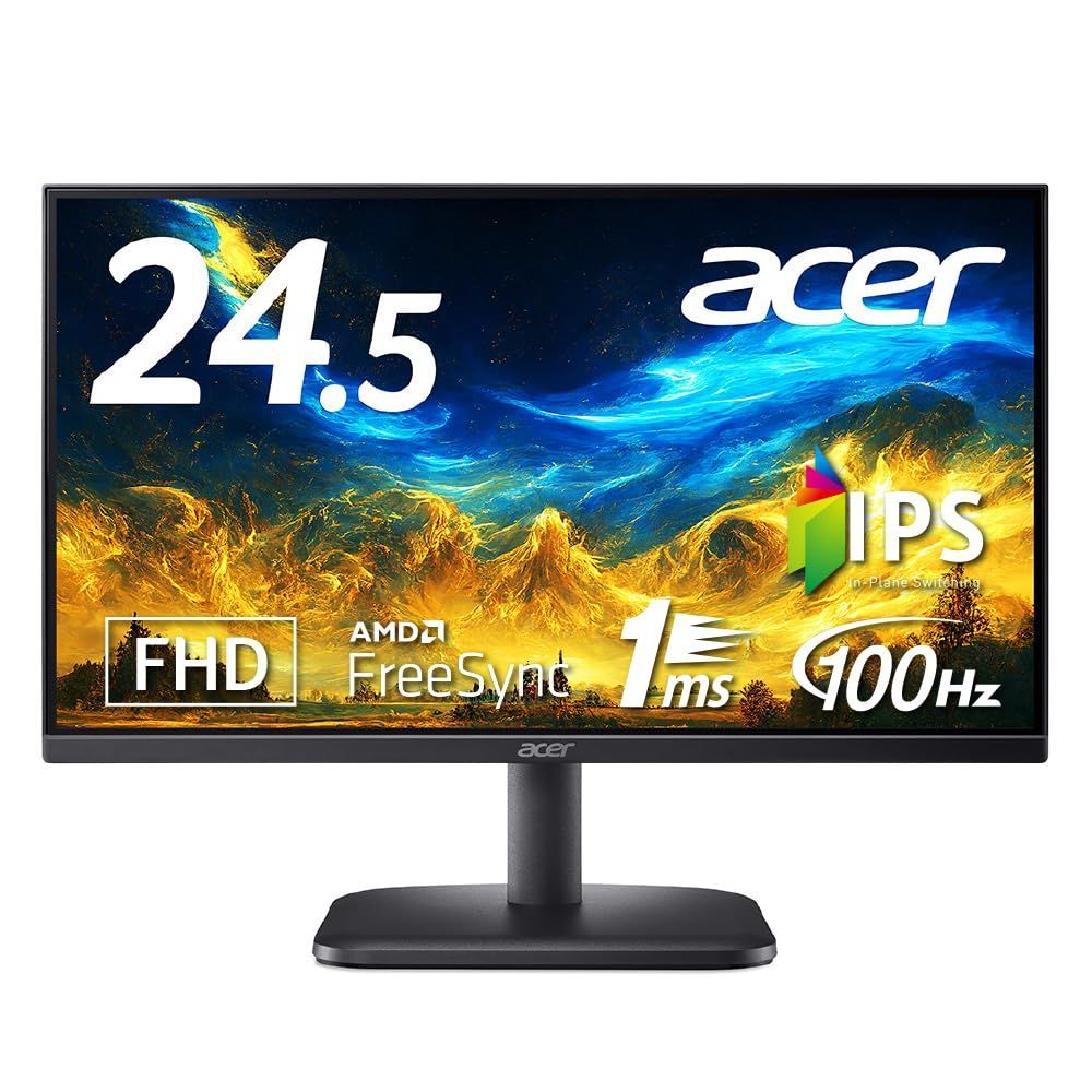 【数量限定】1ms スピーカー・ヘッドホン端子搭載 100Hz フルHD HDMI1.4 IPS AMD 24.5インチ FreeSync スタンダードモニター EK251QEbmix Acer