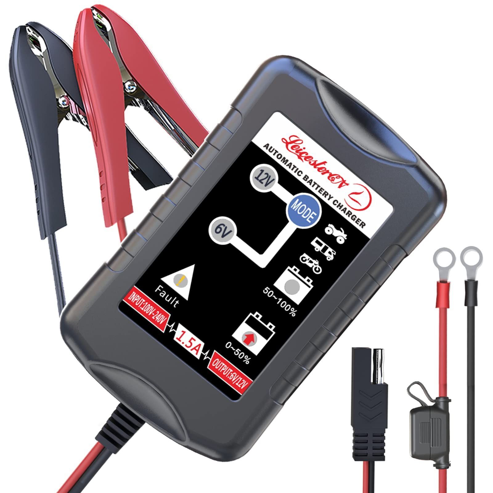 数量 5-40Ah用 トリクルチャージ 自動車-バイク用 72時間充電保護 全自動5ステージ充電 不良バッテリー識別 バッテリーチャージャー LED表示 6Vと12V用バッテリー充電器 逆接続＆ショート＆過充電＆過電流保護 LST