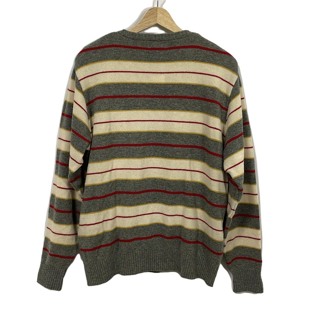 BURBERRYGOLF バーバリーゴルフ 長袖セーター サイズL メンズ - グレー×アイボリー×マルチ ボーダー