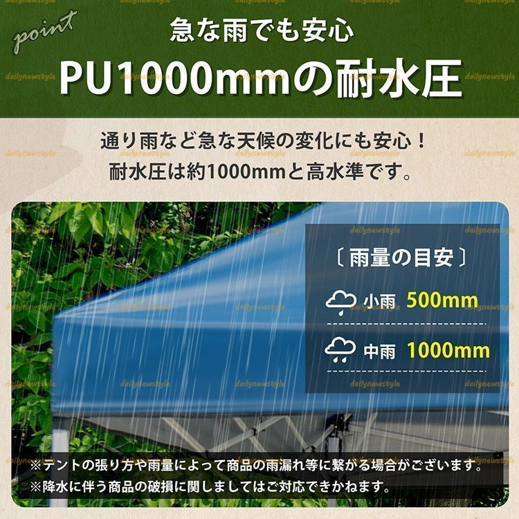 2.5m タープ・シェード本体 青 収納バッグ付き 3段階調節 ワンタッチ