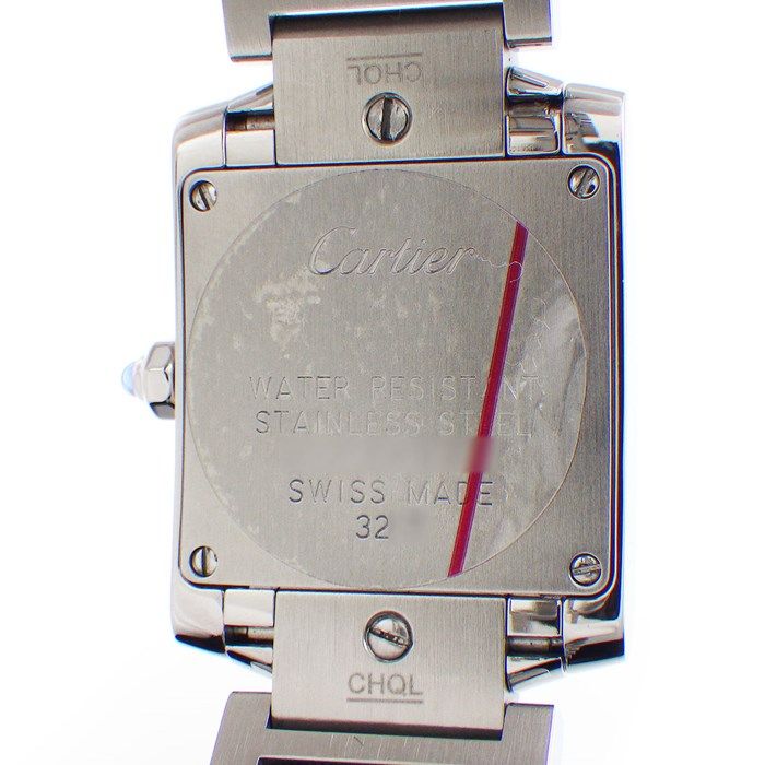 カルティエ Cartier 腕時計 タンクフランセーズ SM W4TA0008 ダイヤベゼル スクエア アイボリー文字盤 SS クオーツアナログ 【OH済み】 【箱・保付き】 【中古】 Cartier - カルティエ Cartier 腕時計 タンクフランセーズ SM W4TA0008