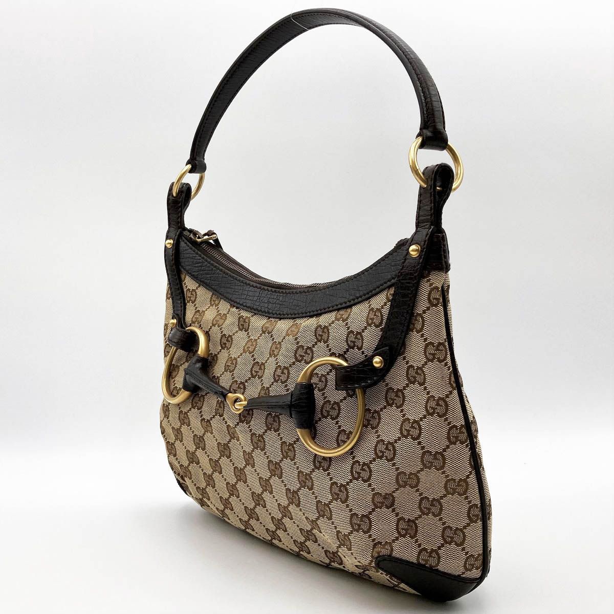 最終セール 美品 GUCCI グッチ ホースビット GG柄 ショルダー