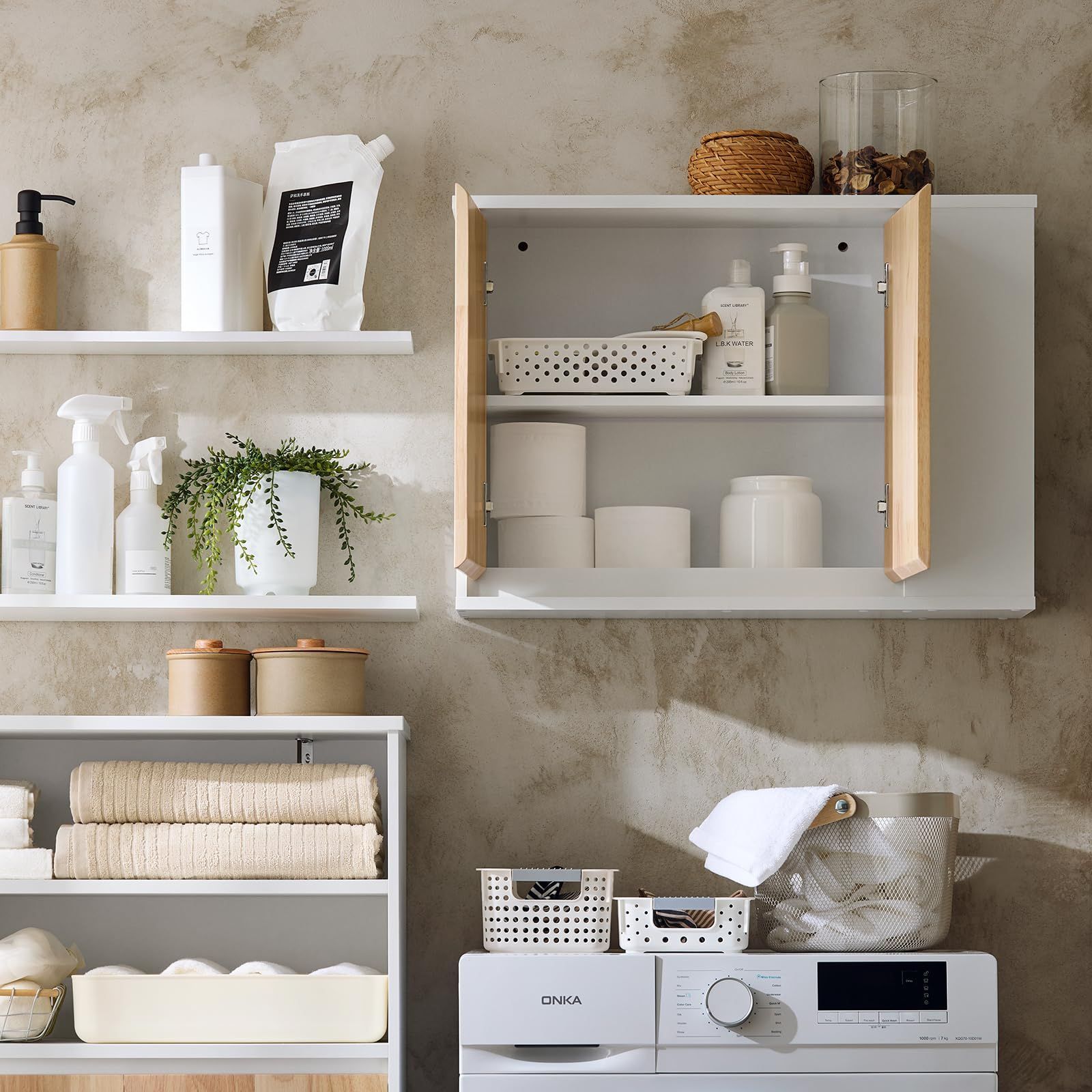 吊り戸棚 北欧 省スペース 収納 壁掛け式