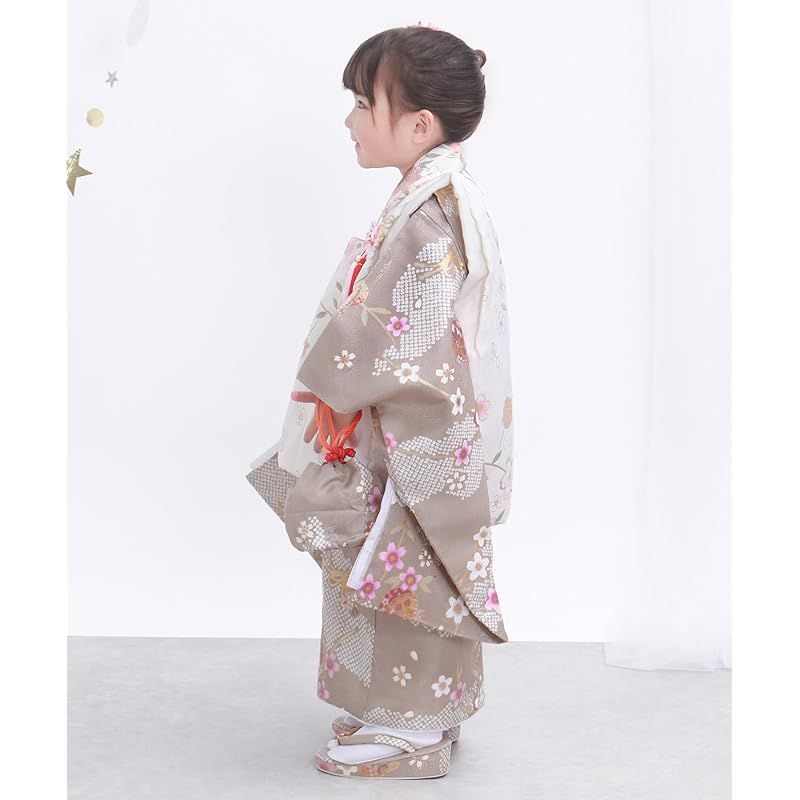 KYOETSU キョウエツ 七五三 3歳 女の子 着物 セット 被布 小物 フルセット 753 くすみ 4.淡褐色の木漏れ日