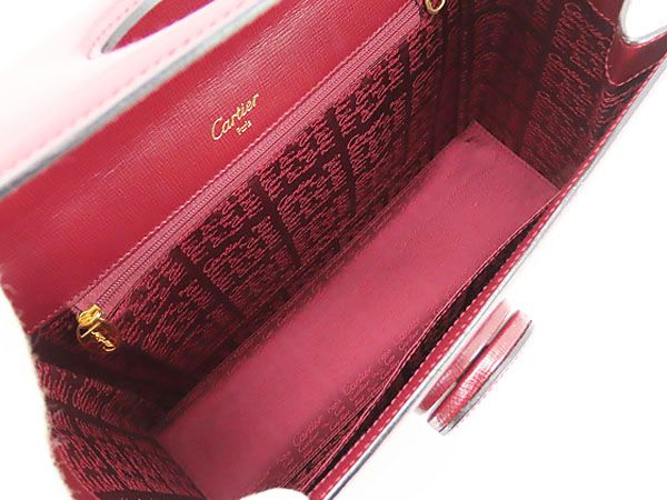 【新品同様】カルティエ　Cartier　マストライン　ターンロック　ハンドバッグ　トップハンドルバッグ　ボルドー　カーフレザー　L1000134