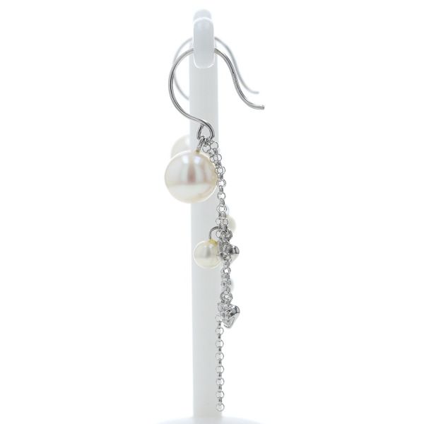 K14WG ホワイトゴールド 透明石付 ピアス レディース アクセサリー