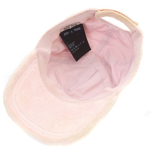 ミュウミュウ miumiu タオル地 ベースボールキャップ 帽子 ロゴ ピンク 