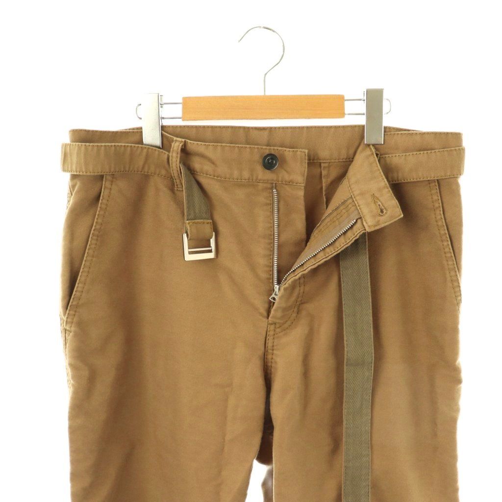 サカイ sacai コットン ベルテッド テーパードパンツ 3 ベージュ 24  