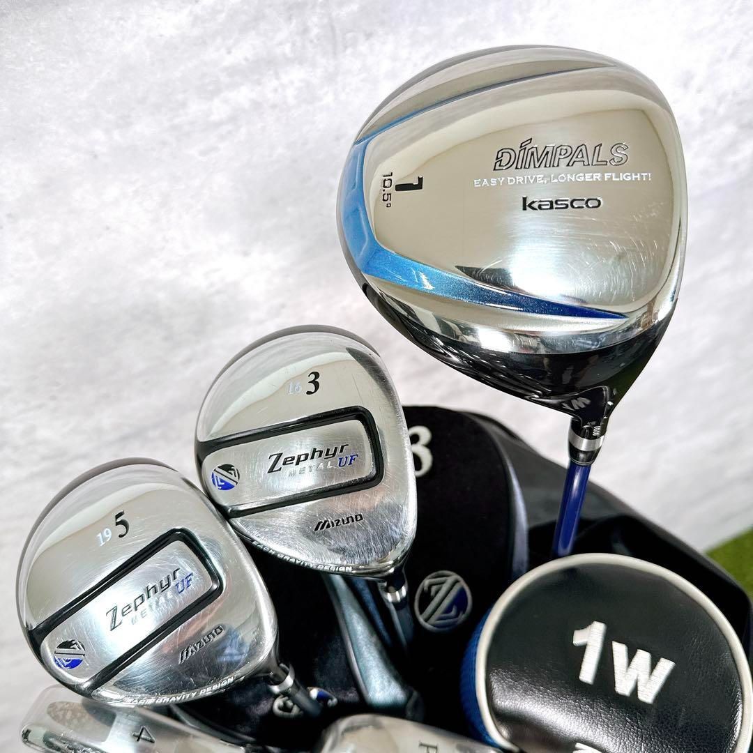 メンズ ゴルフクラブセット kasco キャスコ Mizuno ミズノ フルセット キャディバッグ付き 13本 フレックスR 男性 右利き K 071