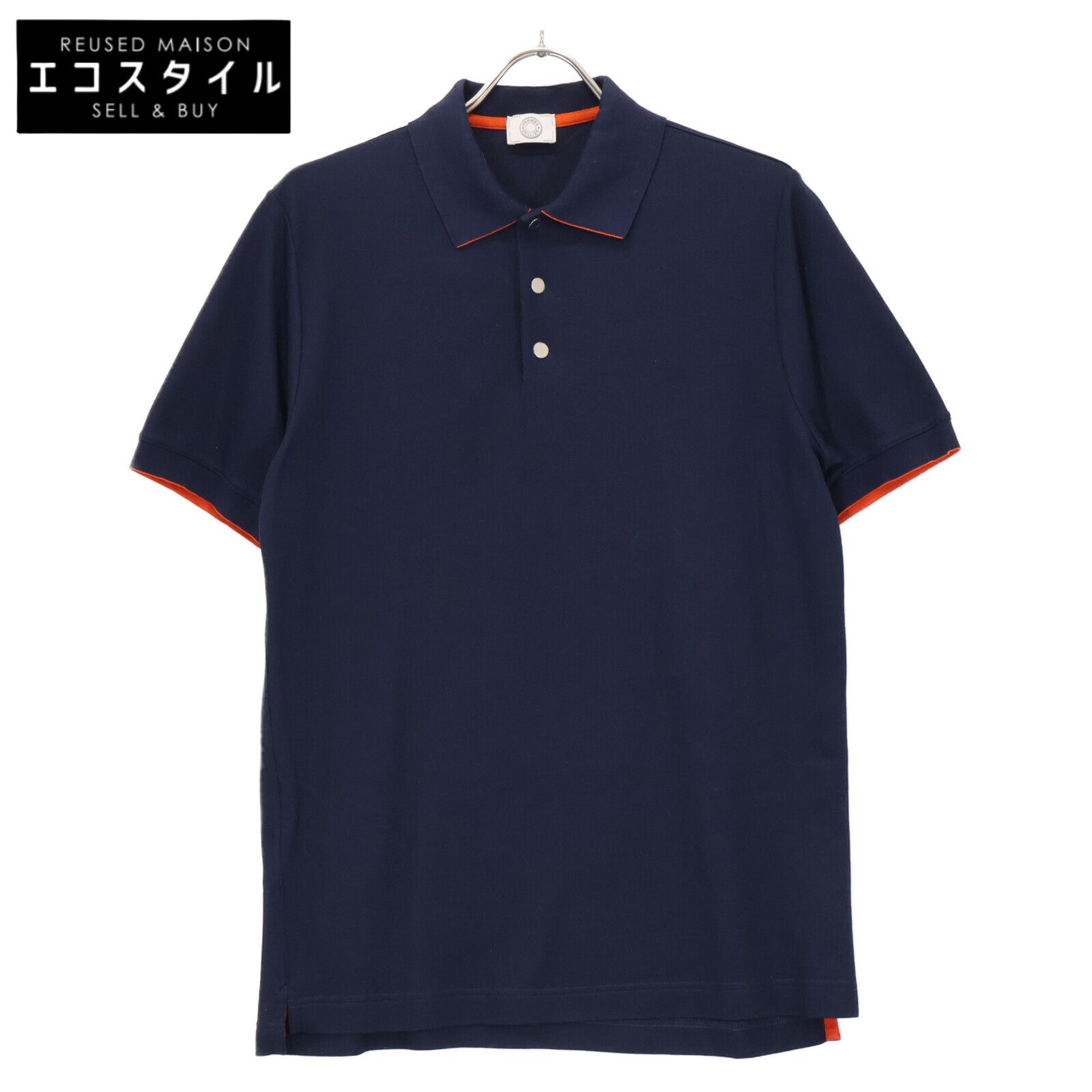 HERMES❁✿✾ ✾✿❁︎ネイビー ポロシャツ オレンジ襟 S HERMES エルメス ﾈｲﾋﾞｰ×ｵﾚﾝｼﾞ ｾﾘｴ釦 ﾎﾟﾛｼｬﾂ L - メルカリ