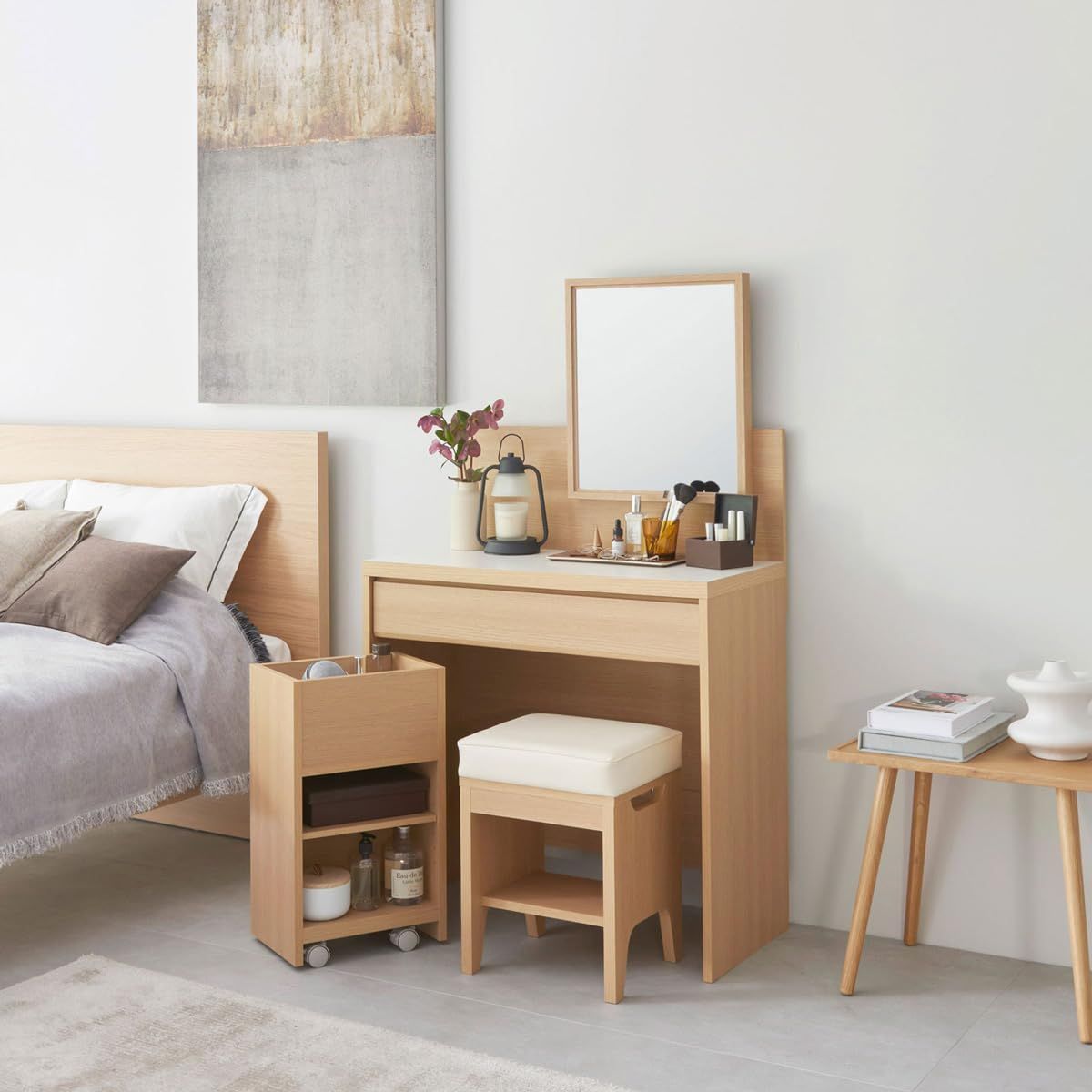 椅子 スツール コンパクト 小さめ 合皮 おしゃれ ドレッサー用 ナチュラルブラウン 木製 北欧風 幅35×奥行30×高さ45.6cm 白井産業 AM2-4535S NA アドミラ