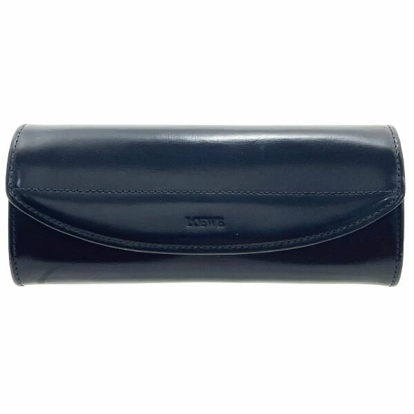 ロエベ メガネケース ロゴ アイグラスケース レザー 革 ネイビー 紺