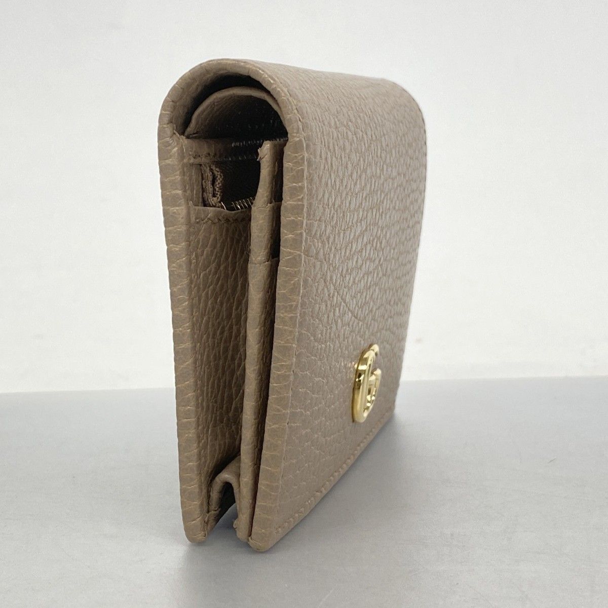 5ma0301-h グッチ 財布 GGマーモント 456126 レザー ベージュ ゴールド金具 レディース