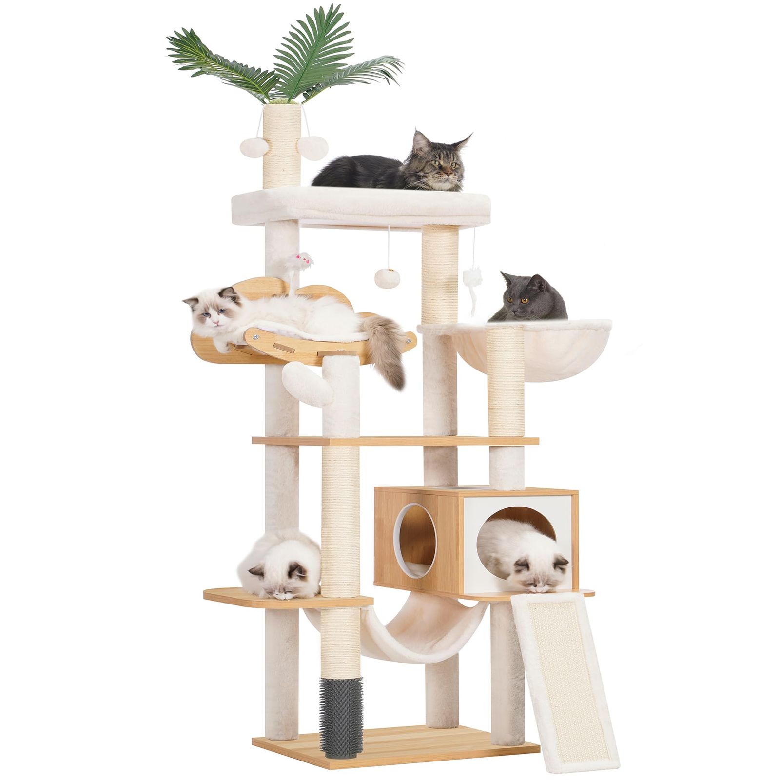 新品 Heybly キャットタワー 木製 大きな猫や多頭飼い 超スリム