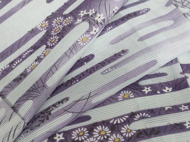 平和屋着物＊夏物　小紋　絽　エ霞草花文　洗える着物　AABB8681st 平和屋着物＊夏物 小紋 絽 エ霞草花文 洗える着物 AABB8681st