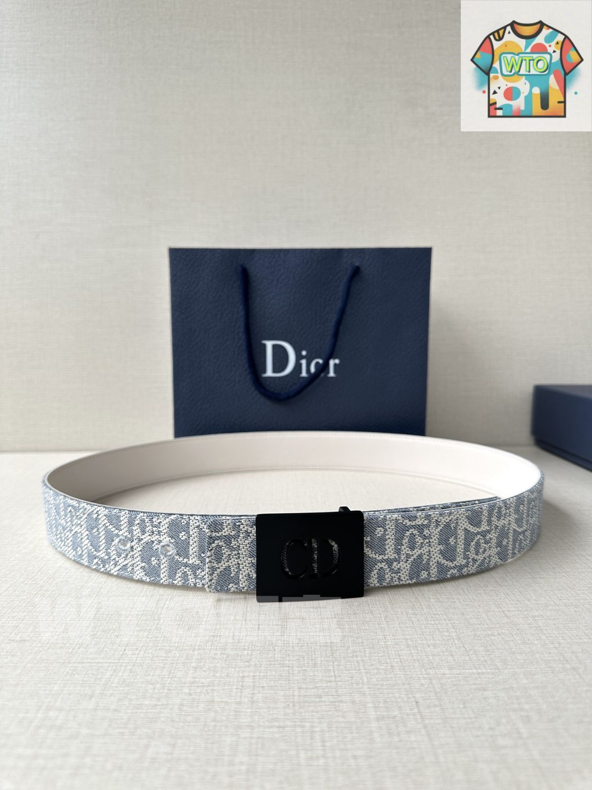 今日特価】Dior 35 Montaigne リバーシブルベルト（3.5cm）-3