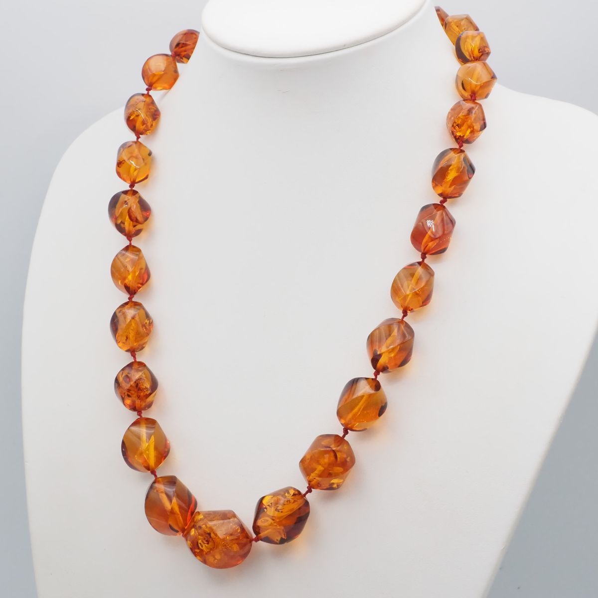 G271 琥珀 コハク アンバー 大ぶり ネックレス デザイン