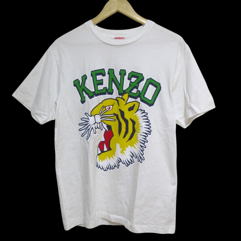 美品 KENZO ケンゾー タイガープリント 半袖 Tシャツ カットソー Sサイズ ホワイト メンズ 古着 中古 USED