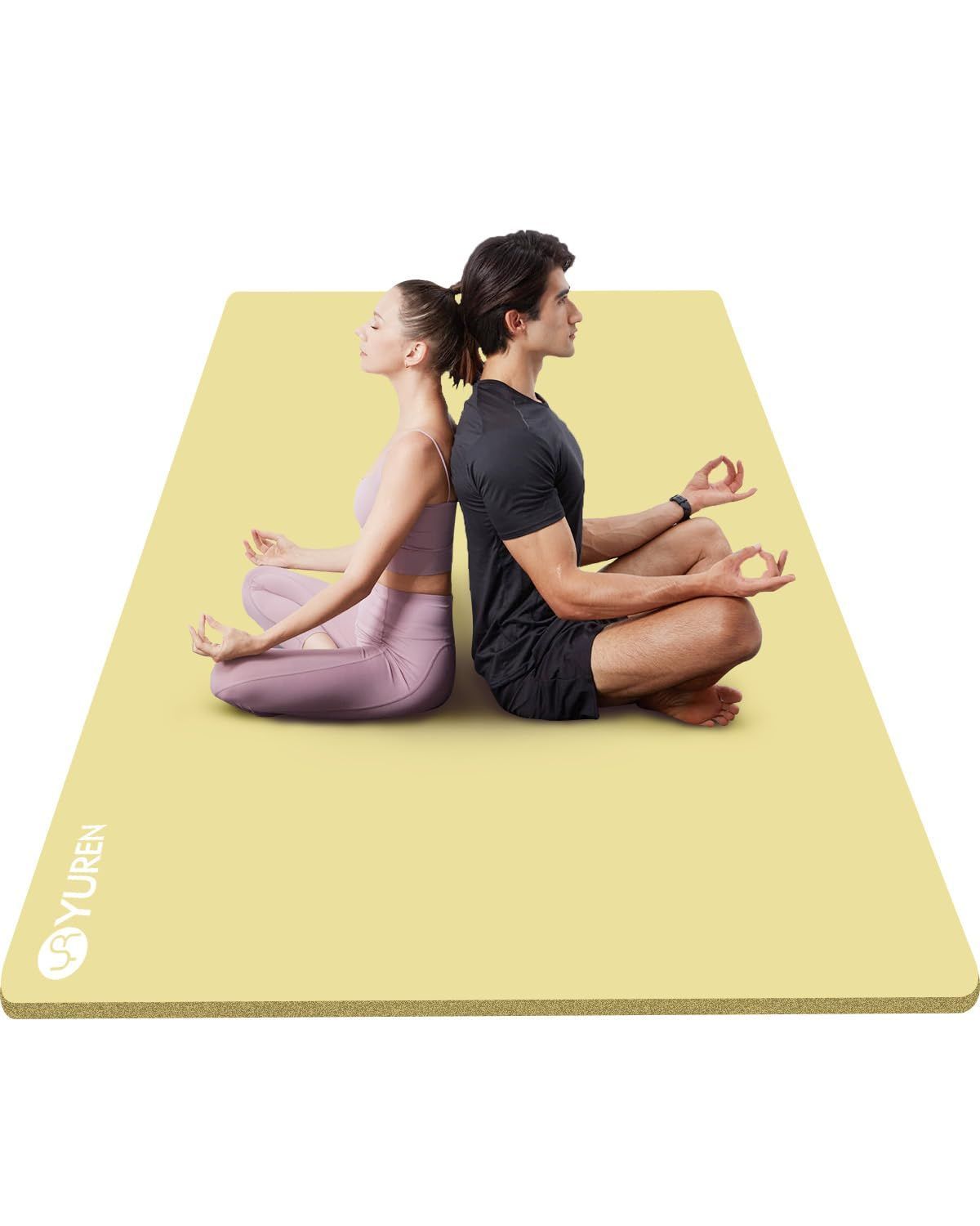 商品 YUREN ヨガマット 大きいサイズ 厚め 15mm 幅広 200 130cm 高密度 ニトリルゴム 防音防振 筋トレ ヨガ用 トレーニング エクササイズ マット 親子 収納バッグ 収納バンド付き