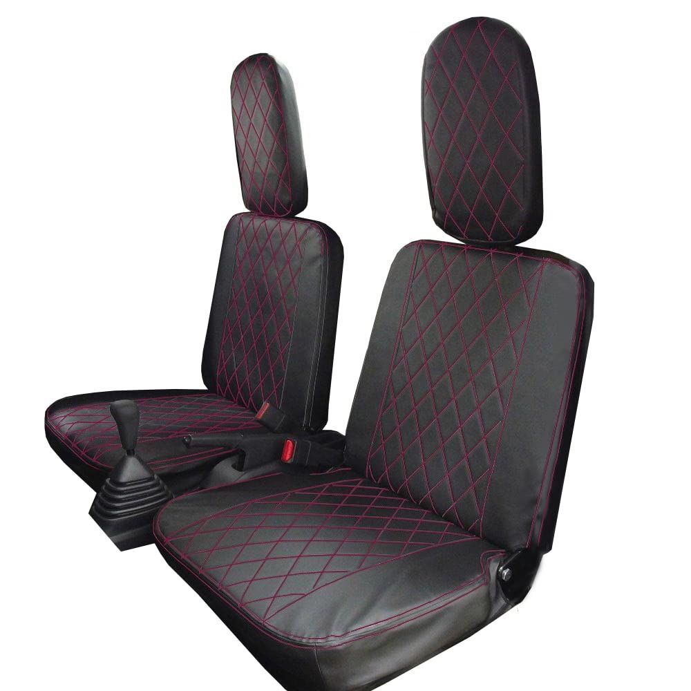 新生活応援SALE ボンフォーム(BONFORM) スズキ EBD-DA16T キャリィトラック(H25.9?) ソフトレザー ダイヤキルトデザイン シートカバー 黒レザー＆赤ステッチ【軽トラック車1台分セット】