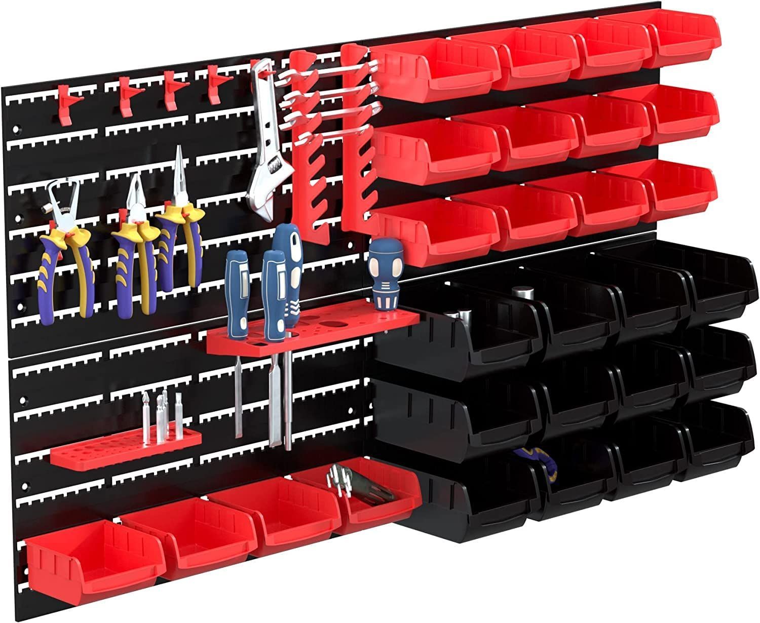 数量 KOOPRO 工具収納ケース ツールボックス 小物 工具入れセット パーツ収納 工具差し フック 壁掛けボード ガレージ 工場作業場 家庭ワークショップ DIY
