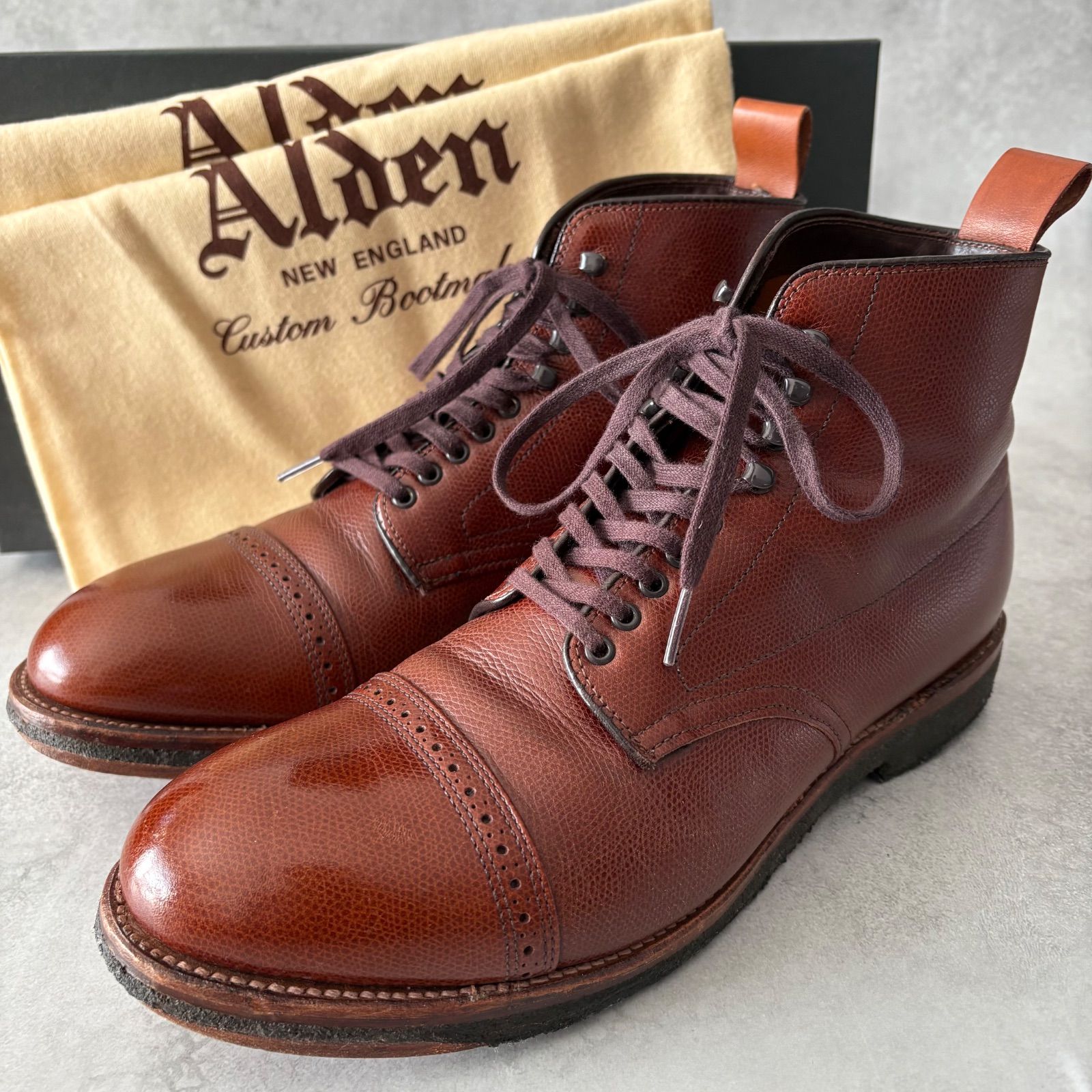 Alden オールデン カーフレザー レースアップブーツ クレープソール ブラウン US 9D 27cm位 き