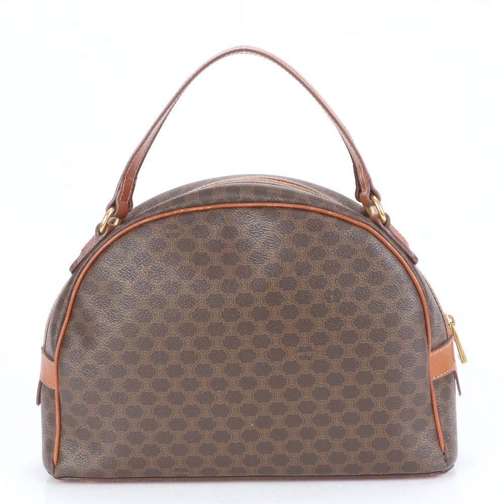 最高級✨セリーヌ ハンドバッグ マカダム トリオンフ レザー 茶色 最高級✨セリーヌ ハンドバッグ マカダム トリオンフ レザー 茶色