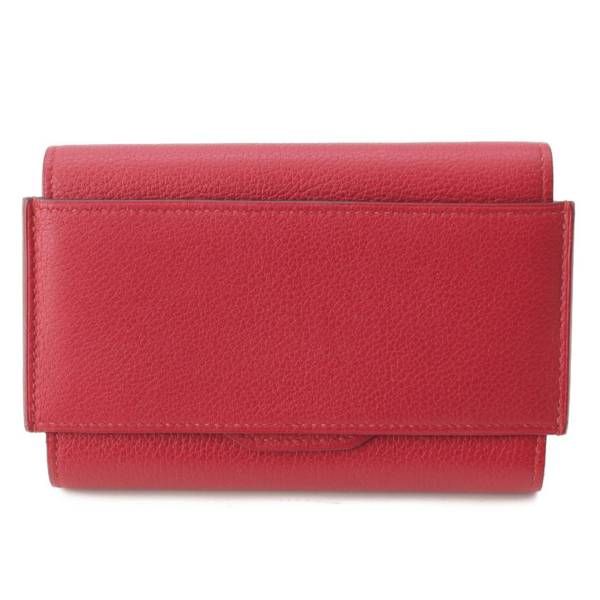 エルメス パッサン コンパクト エバーカラー 二つ折り財布 レッド
