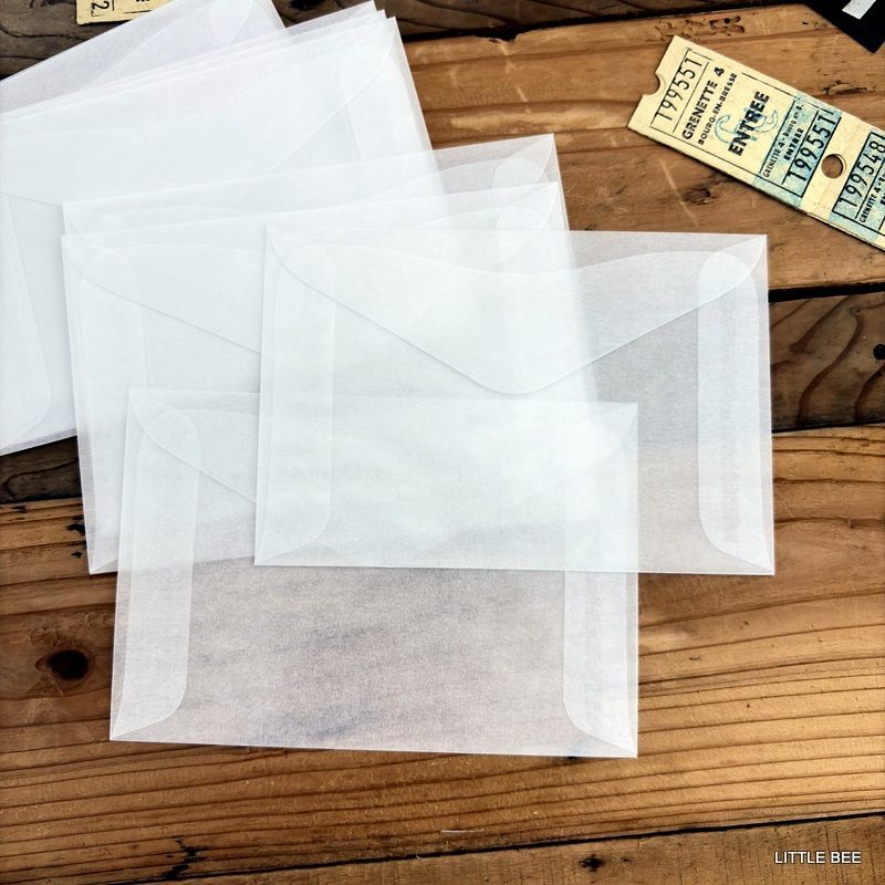 493・A-495 アメリカ グラシン封筒 20枚 横型M 8.2×12.5㎝ 封筒