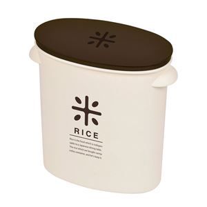 12個セット 米びつ|ライスストッカー 5kg用 ブラウン 計量カップ 取っ手付き ライスボックス RICE お米袋のままストック