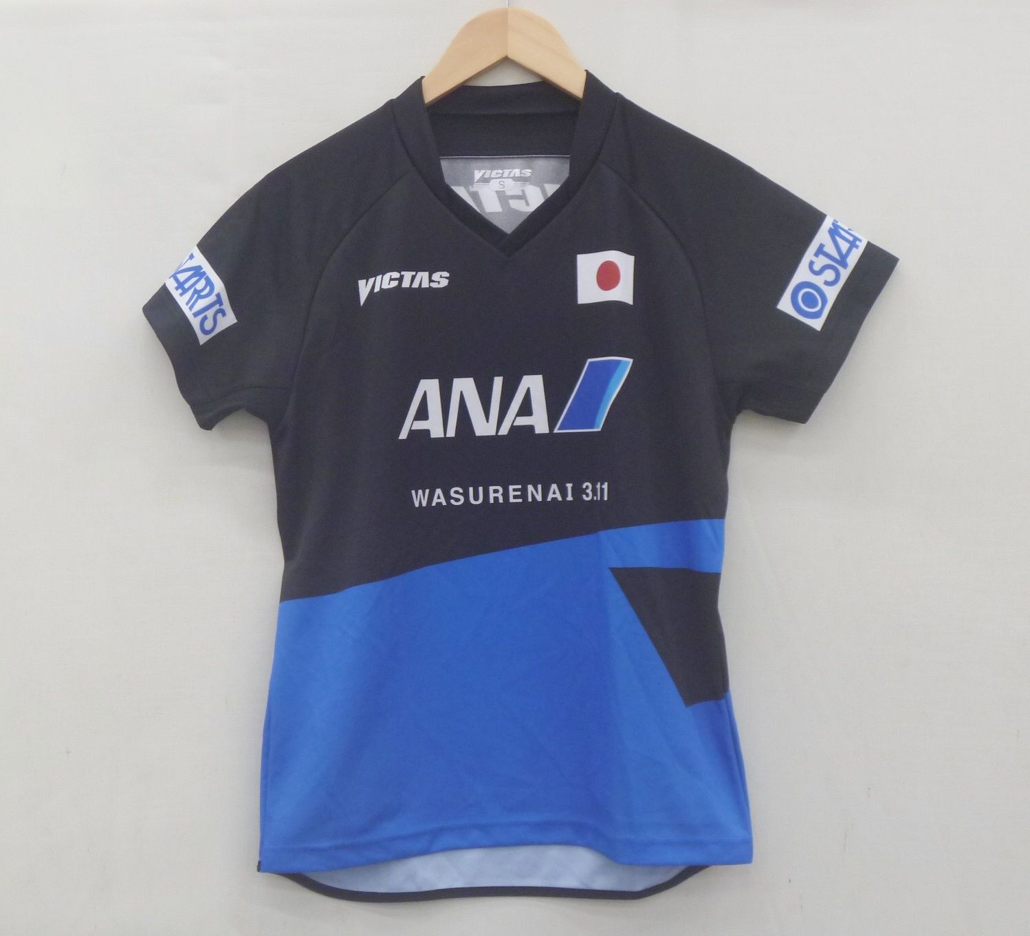 美品 卓球 日本代表ユニフォーム BLACK✕BLUE Sサイズ WASURENAI 3.11 