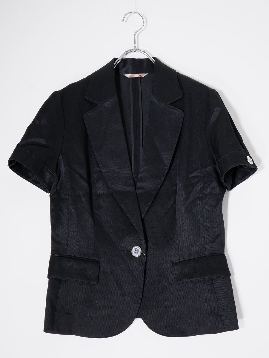 BURBERRY LONDONバーバリー ロンドン メタルボタン レーヨンコットンリネン 半袖サマージャケット 40 LJKA78377
