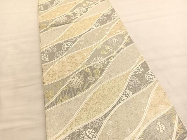 平和屋着物▼両面　両方向　全通柄袋帯　唐織　飛鶴吉祥文　金糸　正絹　逸品　未使用　CAAW1766ak