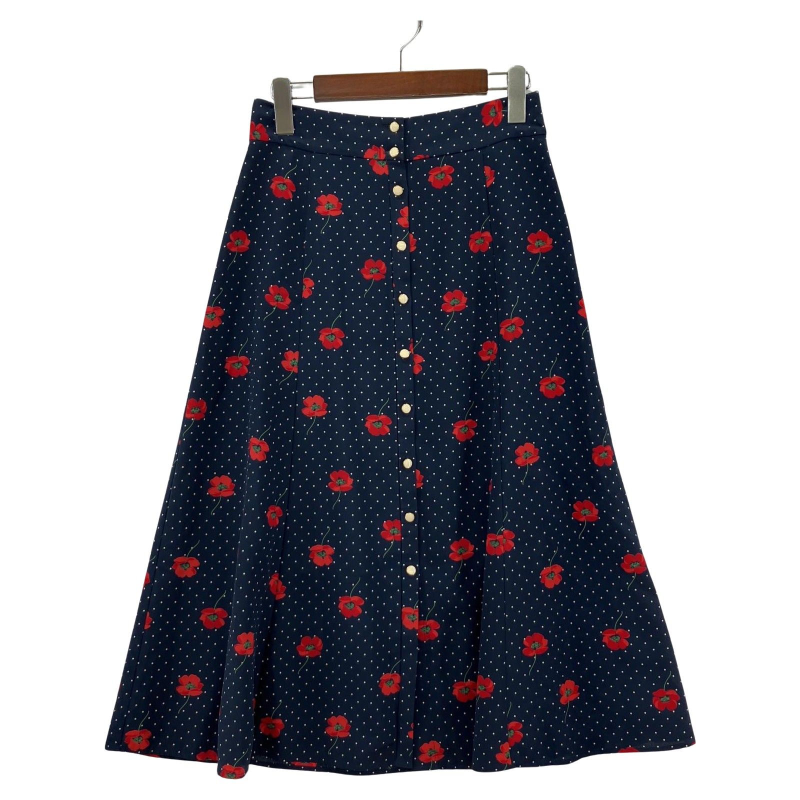美品IENA イエナ　花柄×ドット柄　ネイビー　スカート IENA イエナ 花柄ドット ロングスカート size36/ネイビー